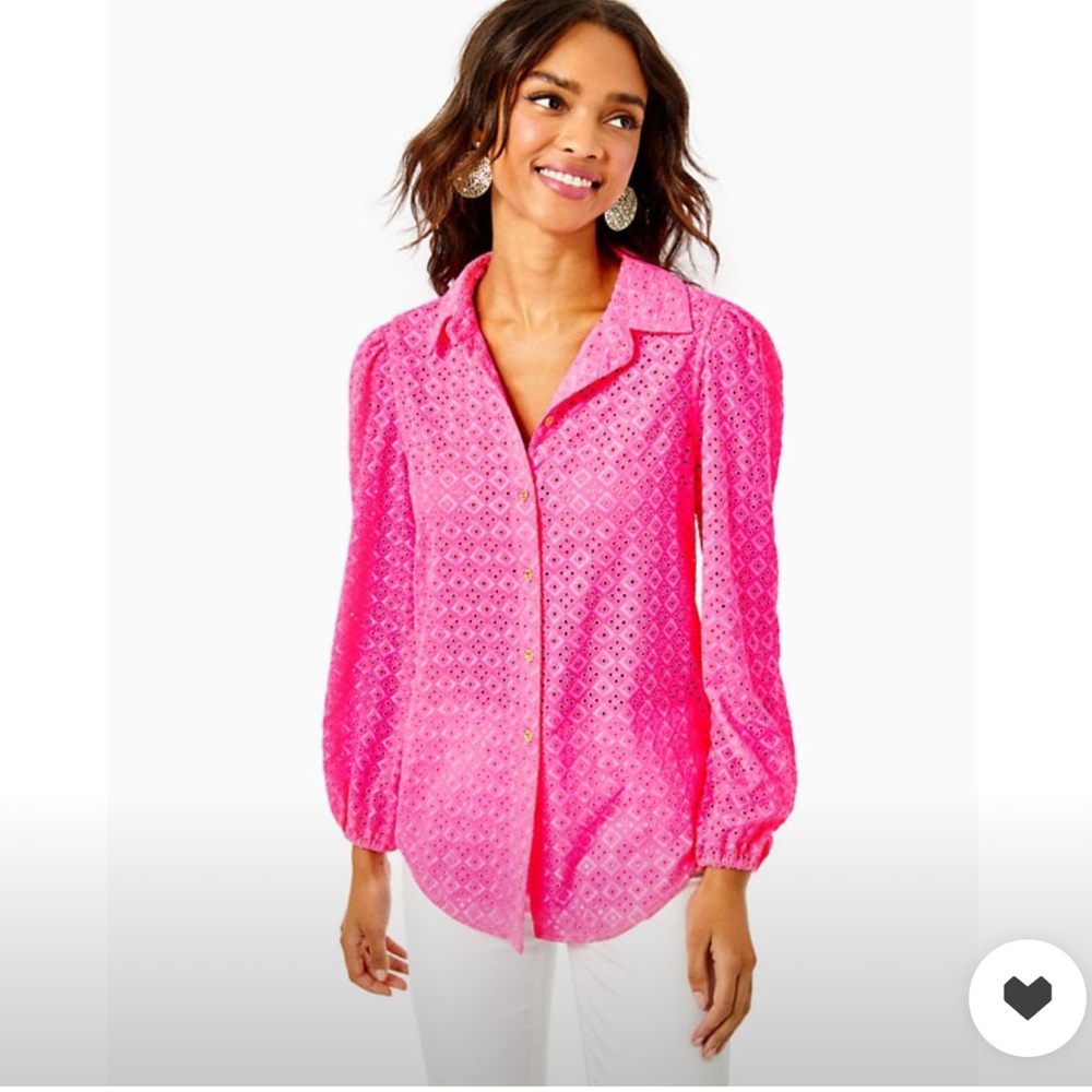 Lilly Pulitzer Sea Breeze Eyelet Button Down
